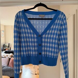 J. Crew Cashmere Blue Checkered Women's Sweater